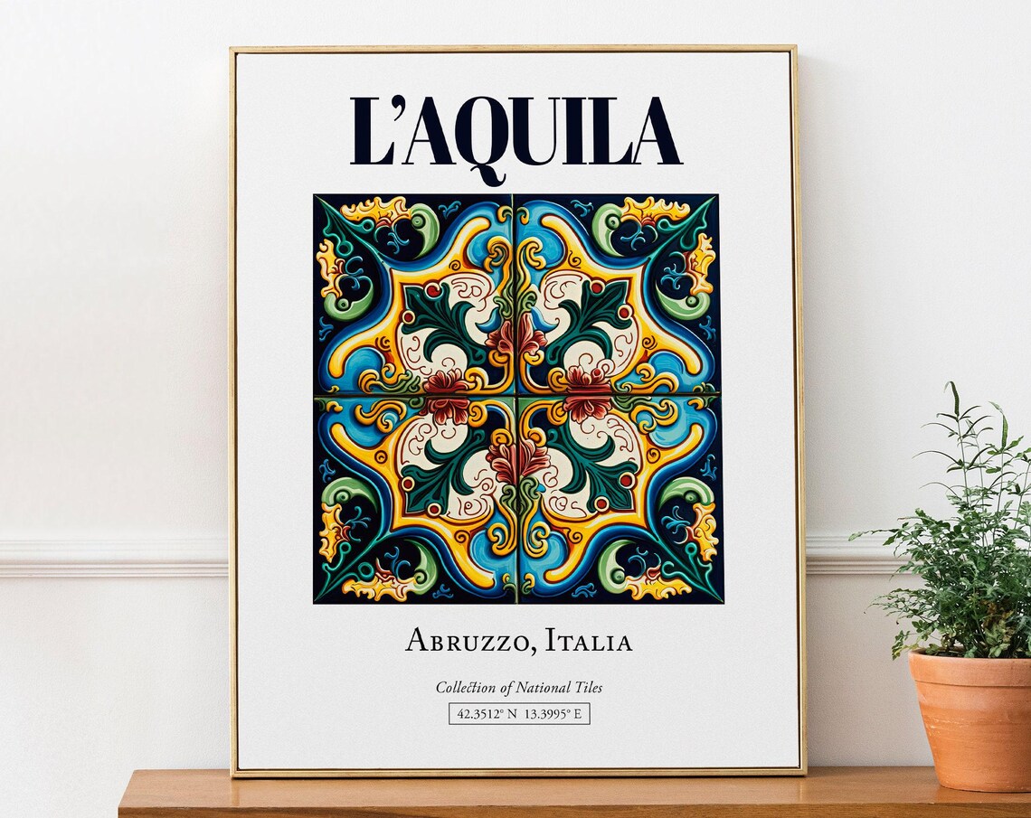 L'Aquila Abruzzo Italy Minimalist Maiolica Tile Poster