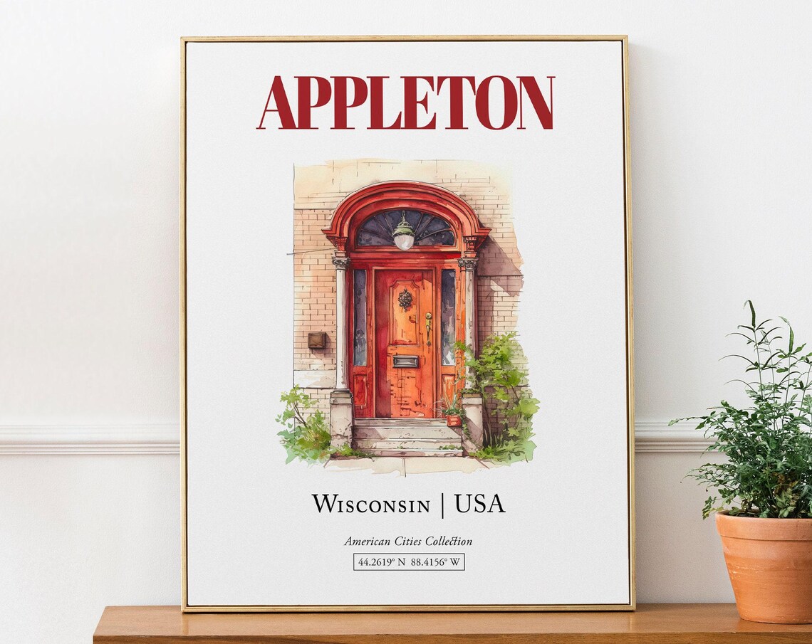 Appleton Wisconsin USA Minimalist Watercolor Poster