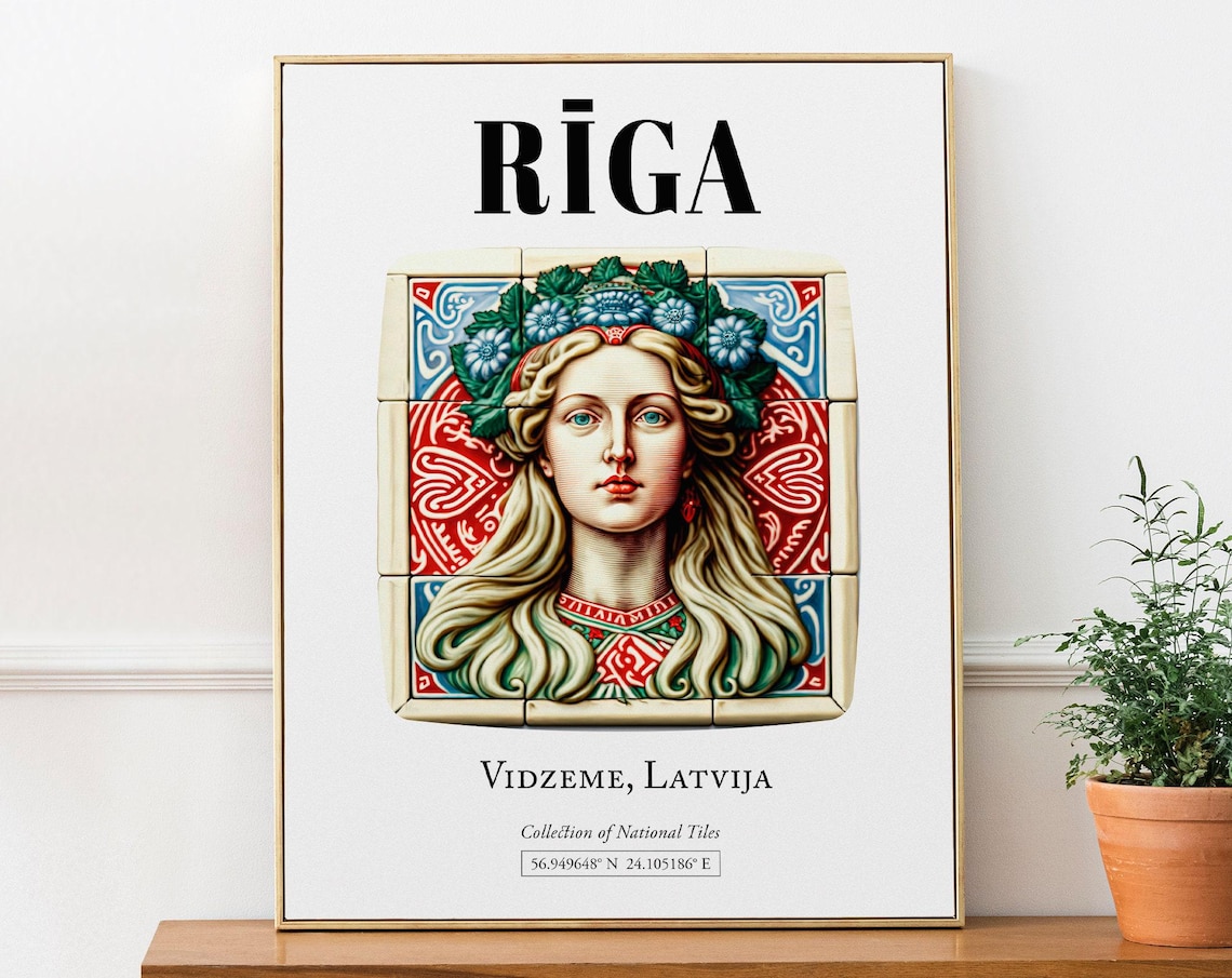 Riga Vidzeme Latvia Traditional Tile Pattern Poster