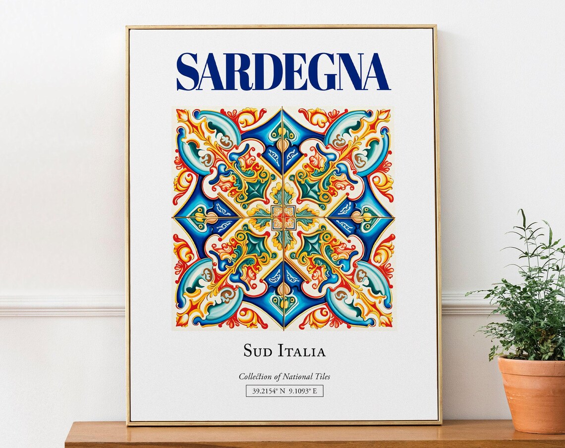Sardegna Sardinia Traditional Maiolica Tile Art Print