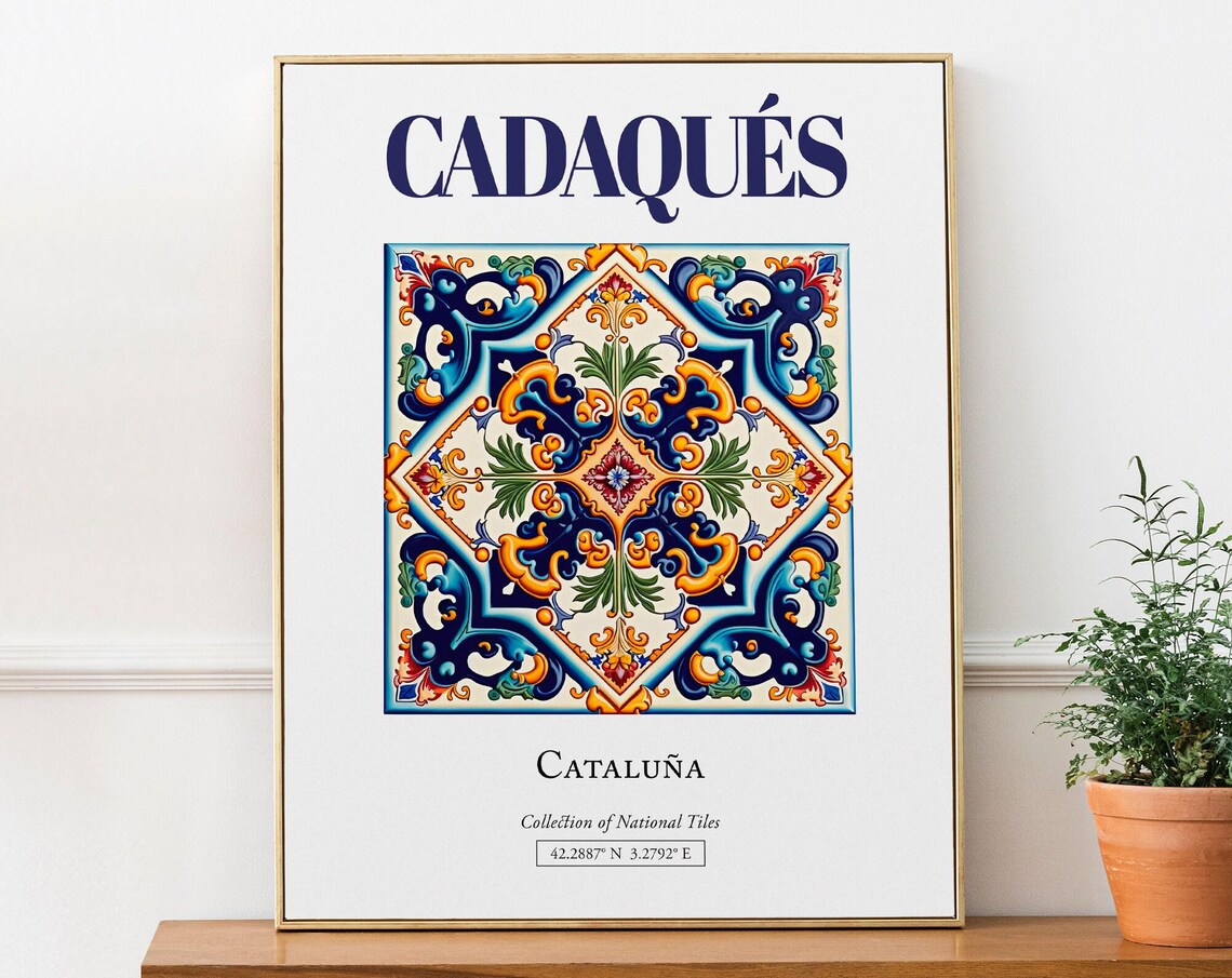 Cadaqués Catalonia Spain Folk Tile Art Print