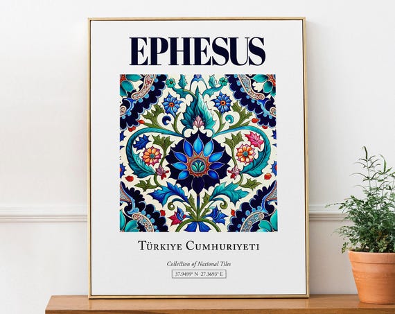 Ephesus Turkey Minimalist Traditional Izmir Tile Art Print