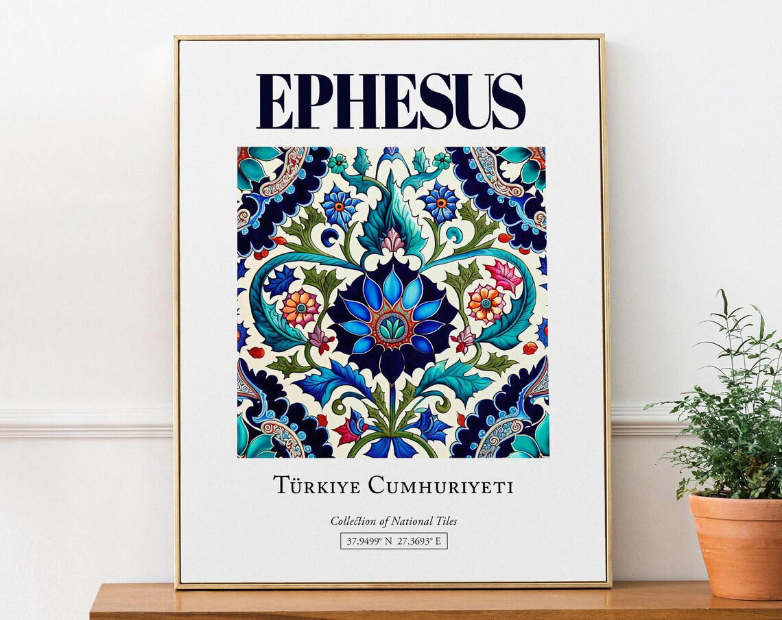 Ephesus Turkey Minimalist Traditional Izmir Tile Art Print