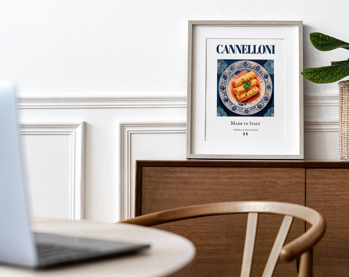 Cannelloni on Maiolica Tile Plate, Italian Food Art Print - Image 4