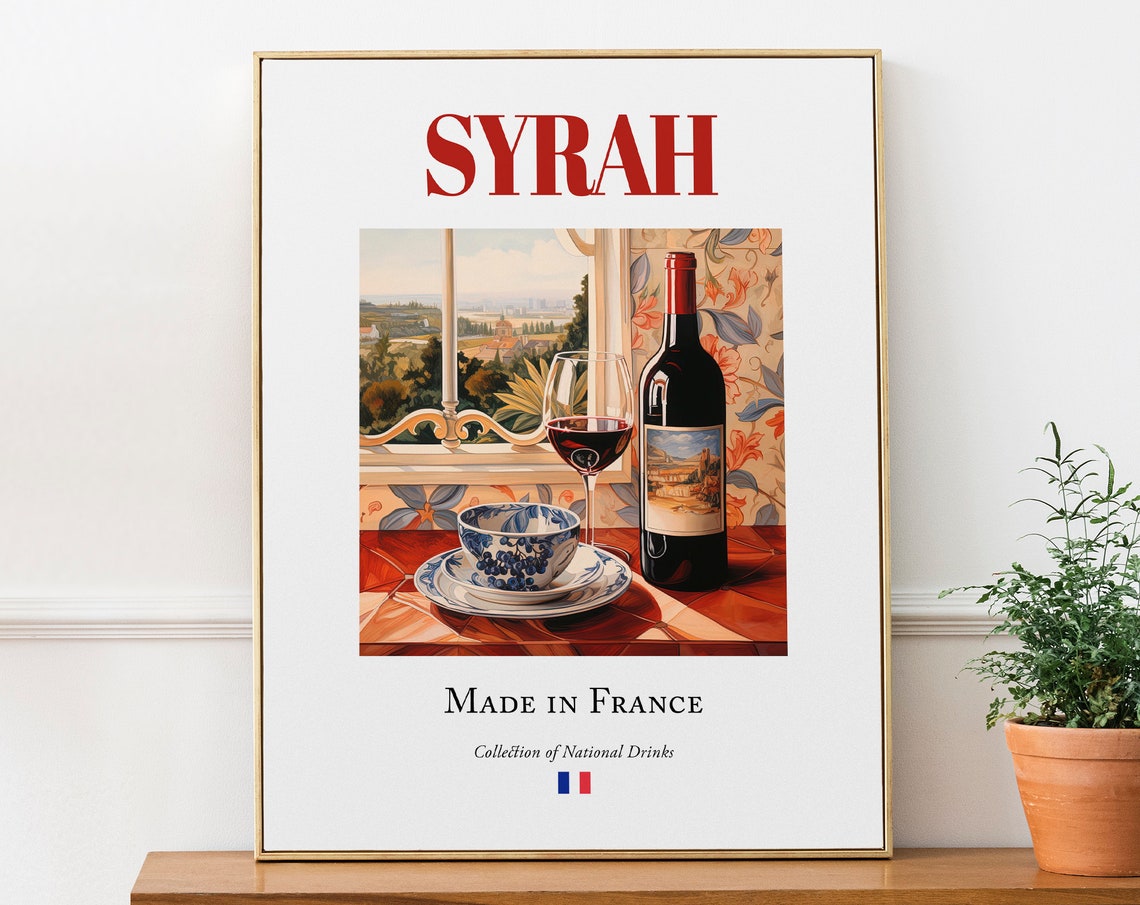 Syrah on Maiolica Tile, Rhône-Alpes Kitchen Poster