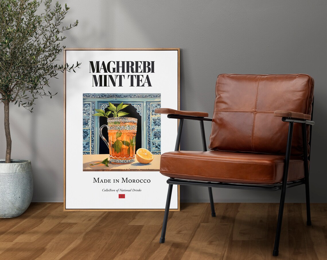 Maghrebi Mint Tea On Maiolica Tile, Kitchen Wall Art - Image 4