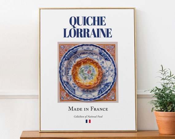 Quiche Lorraine on Maiolica Tile Plate, Kitchen Art Print