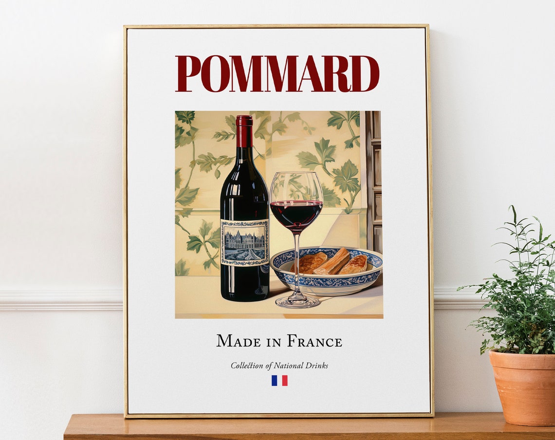 Volnay on Maiolica Tile, Burgundy Beverage Poster