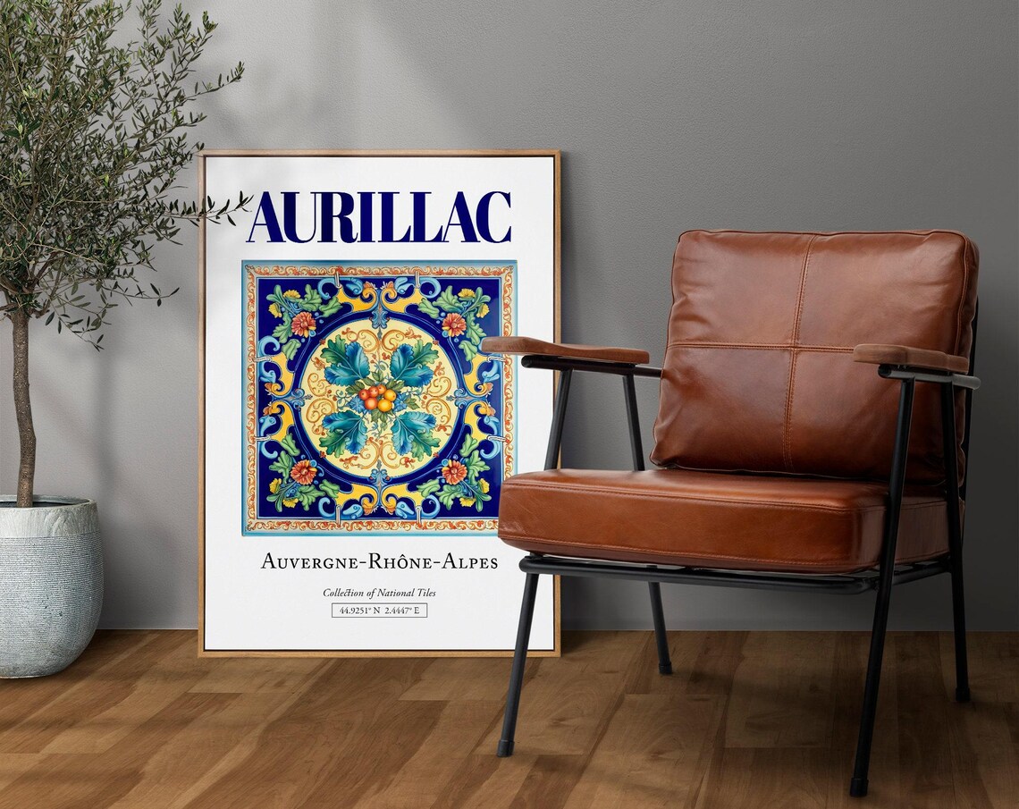 Aurillac France Folk Traditional Tile Poster Print
