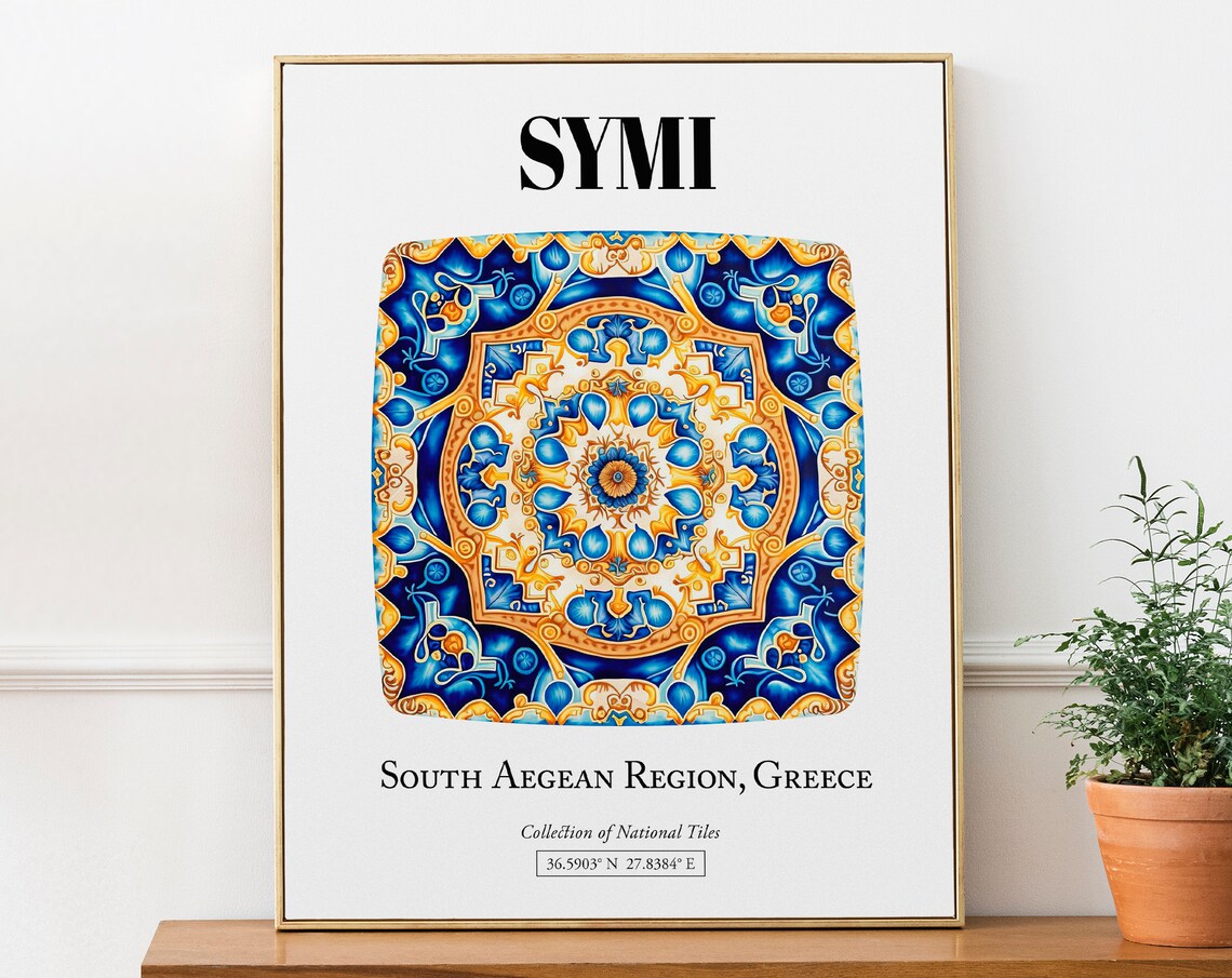 Symis Timeless Tile Pattern, Greek Island Art Print