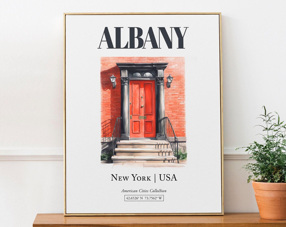 Albany New York Minimalist Watercolor Travel Poster