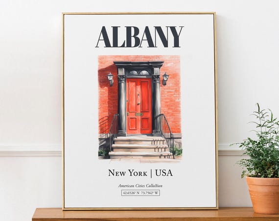 Albany New York Minimalist Watercolor Travel Poster