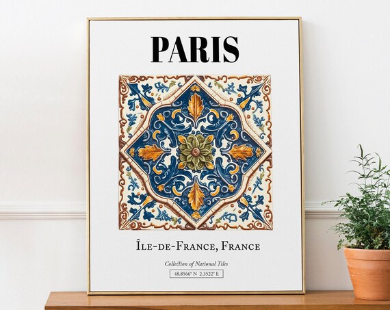 Paris LedeFrance Tile Pattern Travel Poster