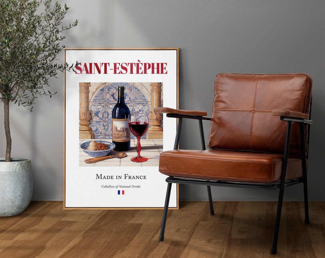 Saint Estphe Wine on Maiolica Tile, Gironde Poster - Image 4