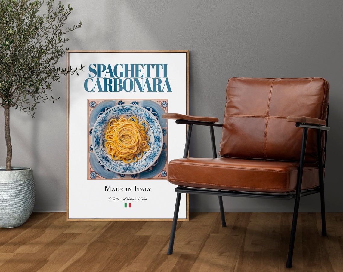 Spaghetti Carbonara On Maiolica Tile Plate, Poster - Image 4