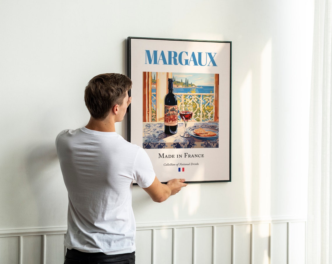 Margaux Wine on Maiolica Tile, Traditional Gironde Poster - Image 3