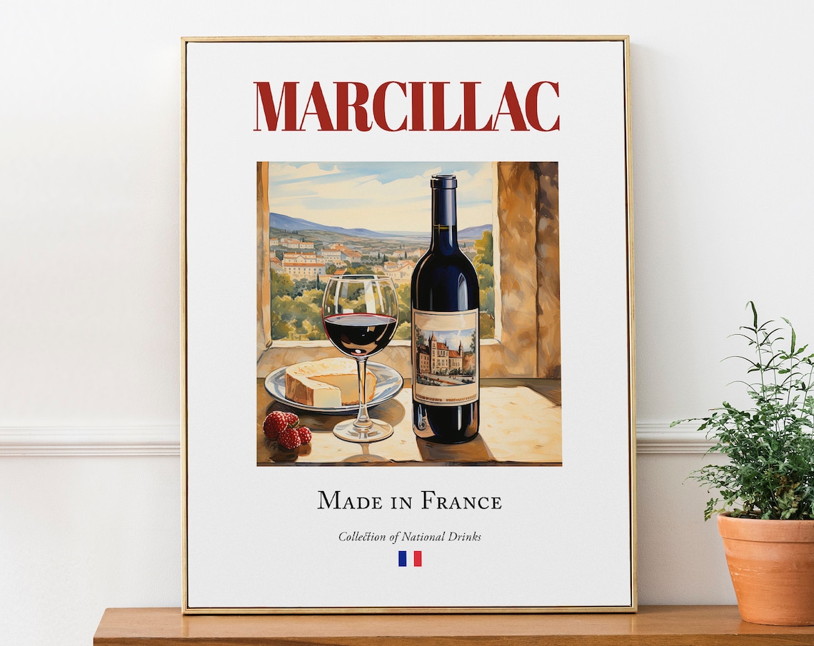 Marcillac On Maiolica Tile, Aveyron Beverage Poster