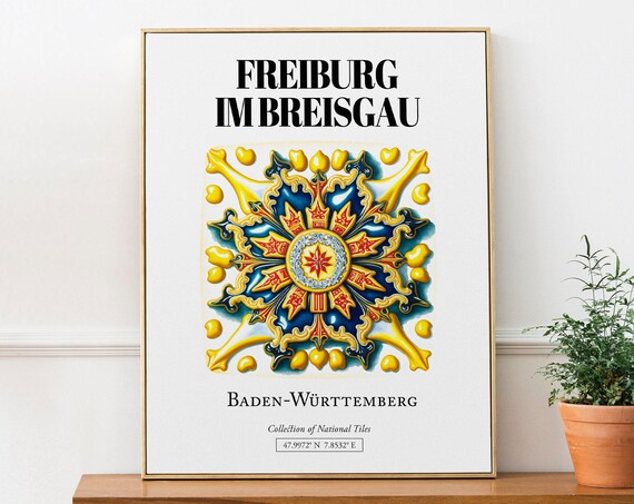 Freiburg Im Breisgau Traditional Tile Pattern Travel Poster