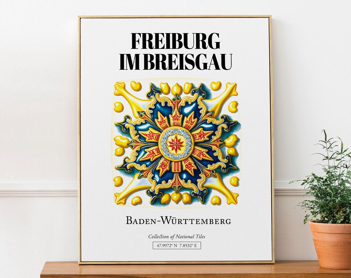 Freiburg Im Breisgau Traditional Tile Pattern Travel Poster