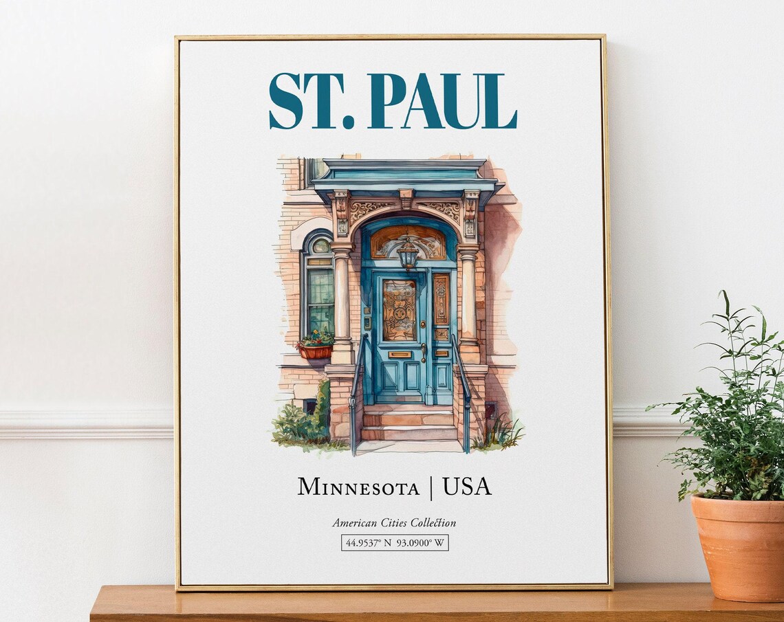 St Paul Minnesota USA Minimalist Watercolor Travel Poster