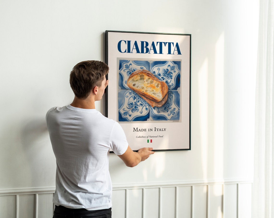 Ciabatta on Maiolica Tile Plate, Italian Food Poster - Image 4