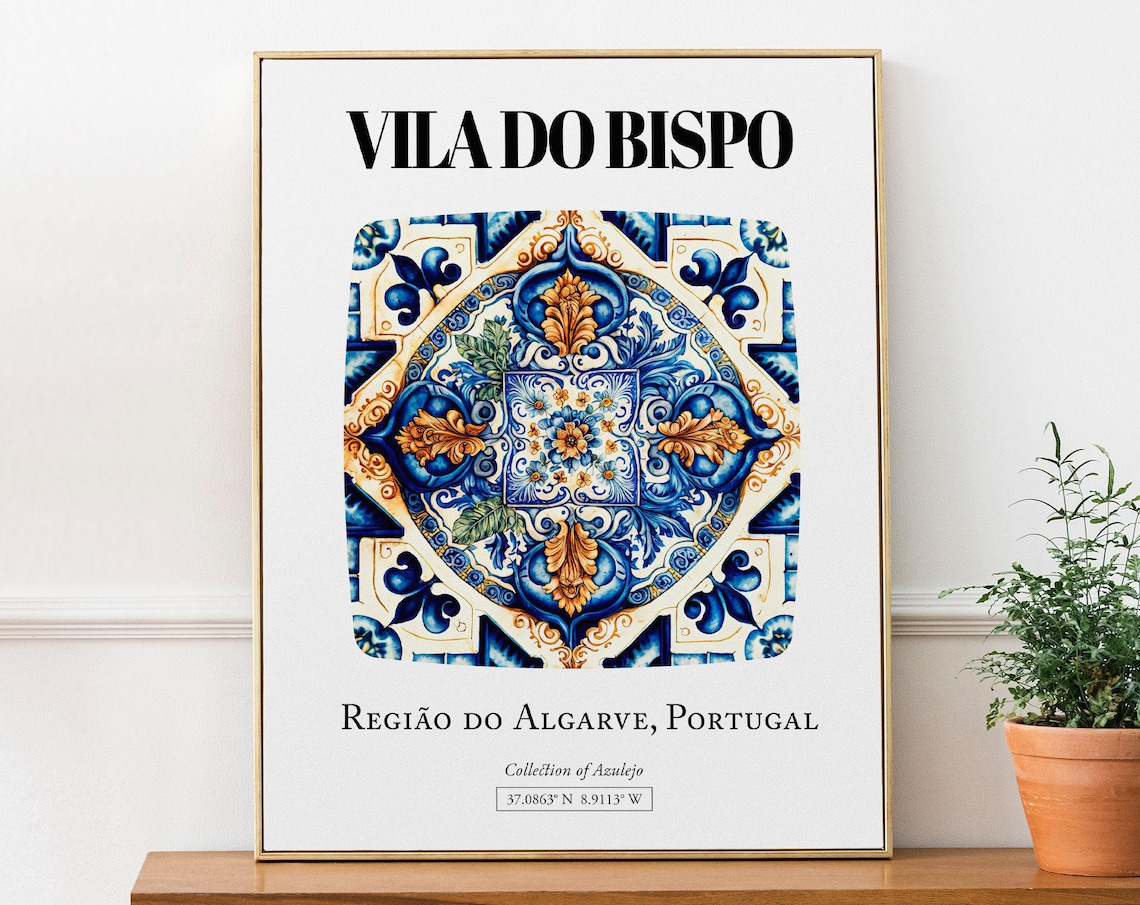 Vila Do Bispo Algarve Portugal Tile Pattern Travel Poster