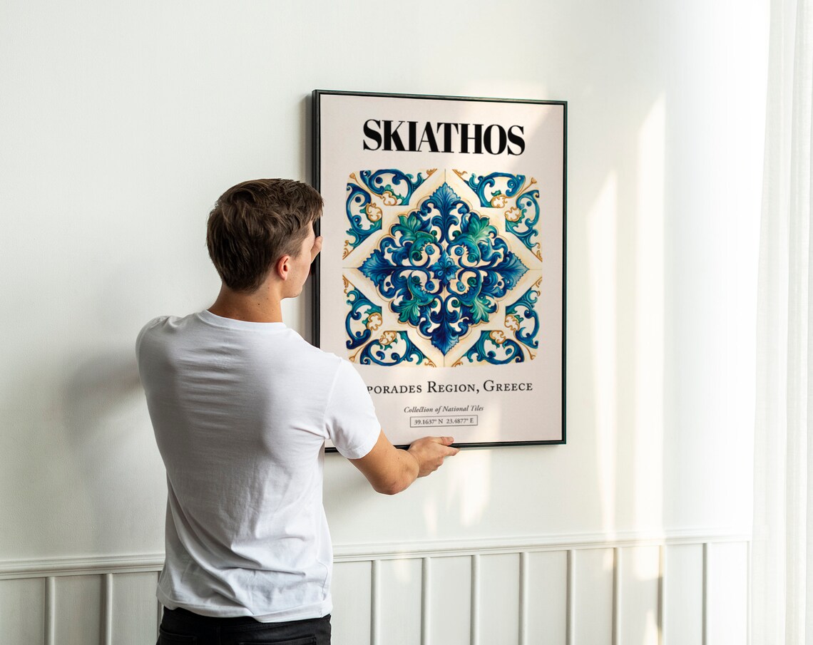 Skiathos Tile Pattern Poster, Greek Island Charm - Image 3