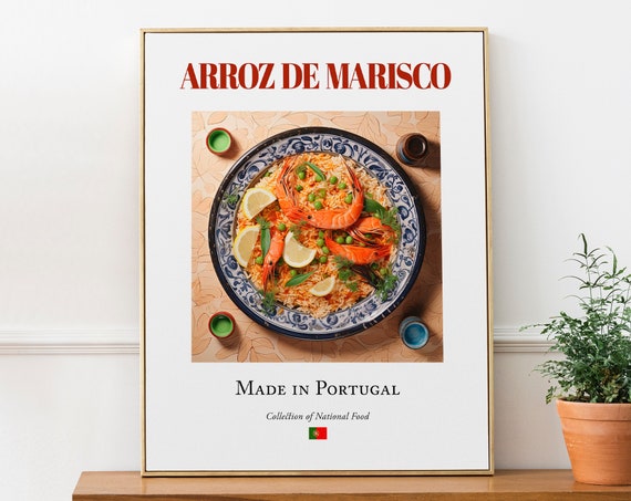 Arroz De Marisco on Azulejo Tile Plate, Portugal Travel Poster