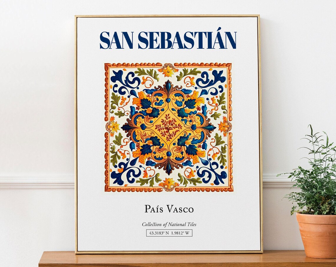 San Sebastián Pas Vasco Folk Tile Art Print