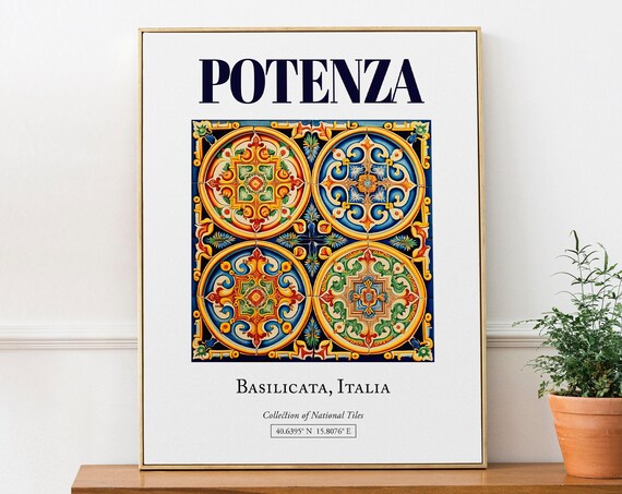 Potenza Basilicata Italy Traditional Maiolica Tile Travel Poster