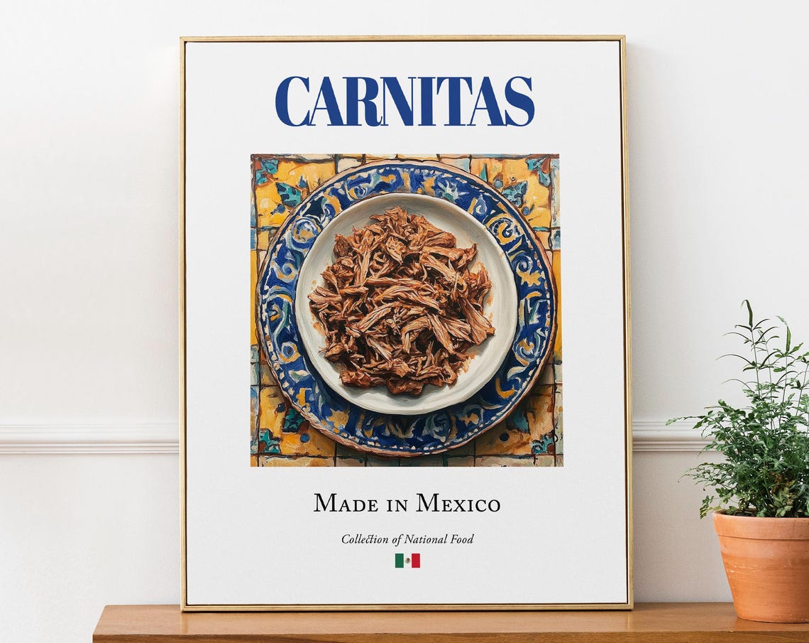 Traditional Carnitas Mexican Pulled Pork National Food Dish Poster