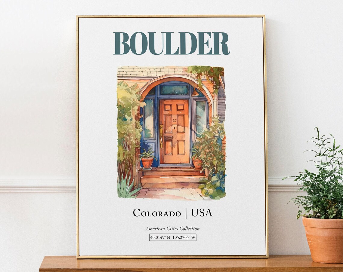 Boulder Colorado USA Minimalist Watercolor Travel Poster