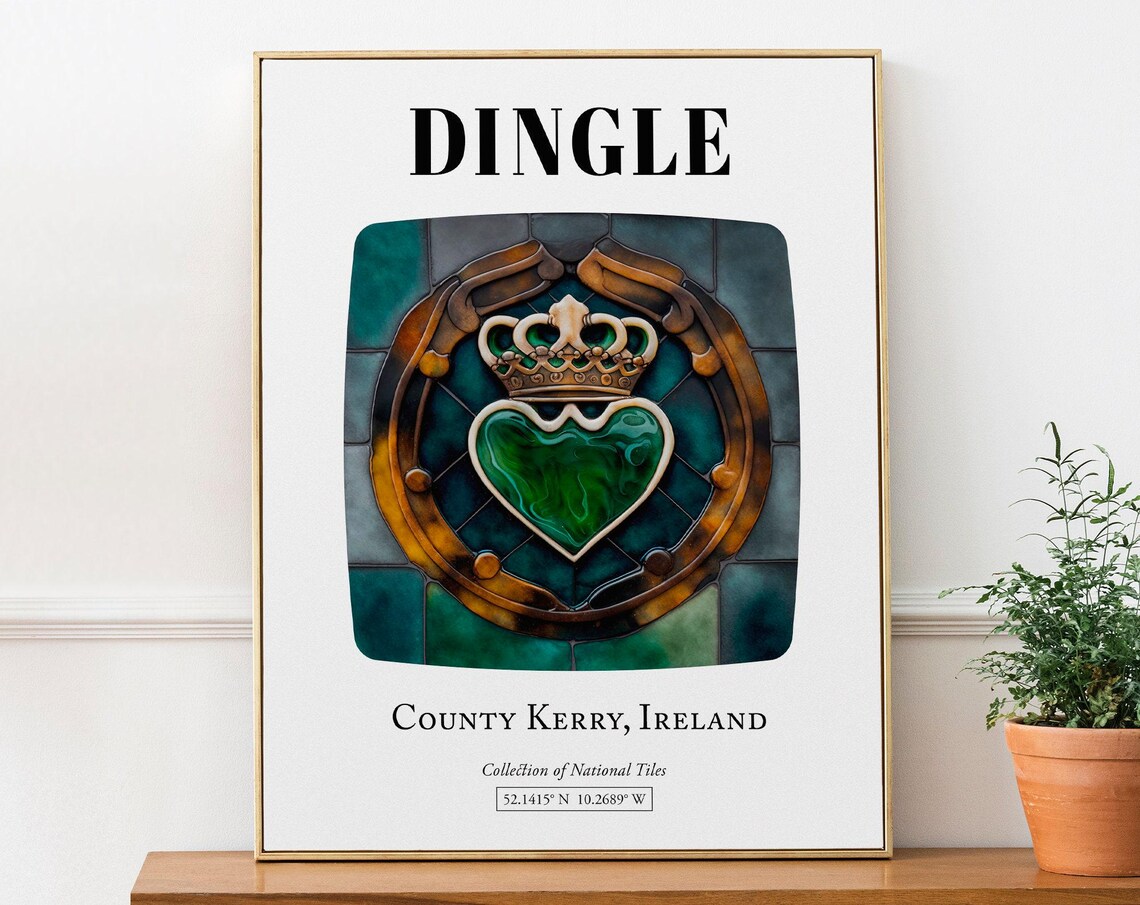 Dingle County Kerry Ireland Tile Pattern Travel Poster