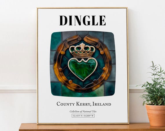 Dingle County Kerry Ireland Tile Pattern Travel Poster