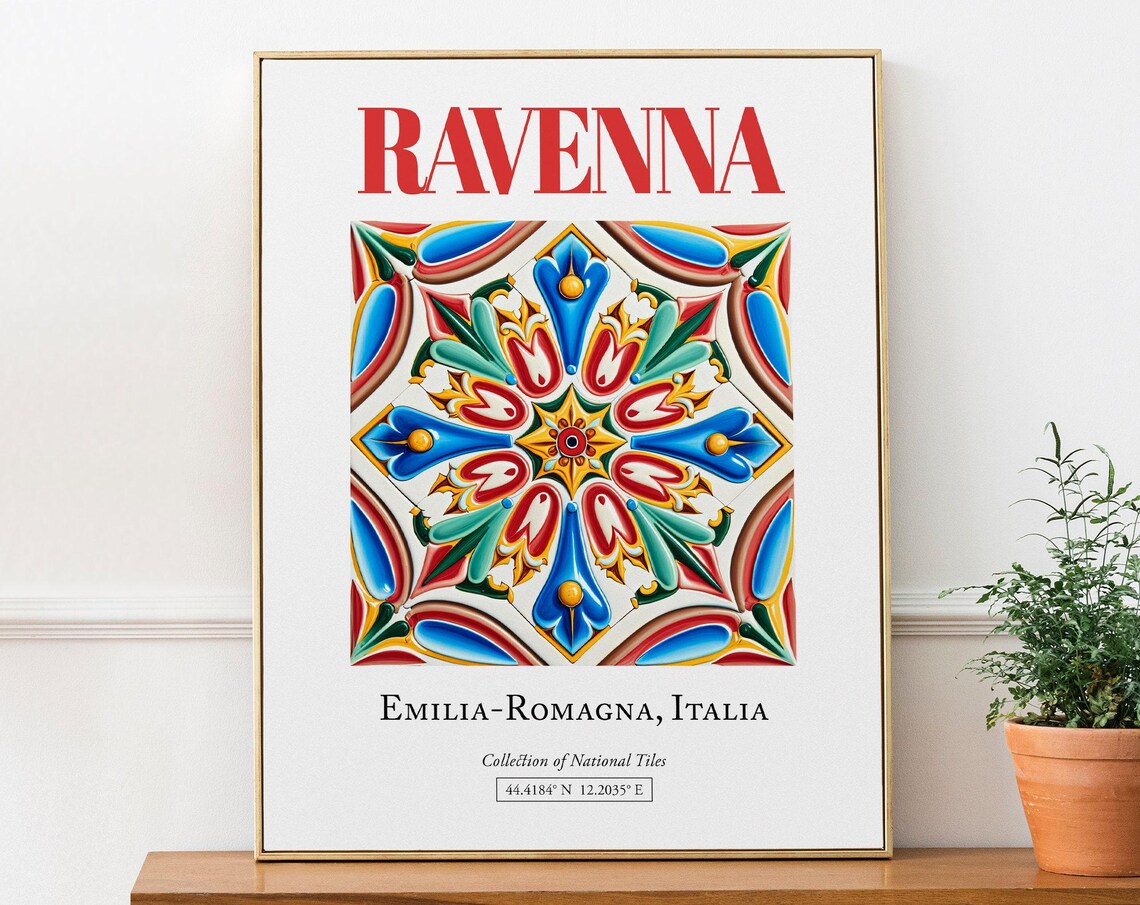 Ravenna Italy Minimalist Maiolica Tile Poster