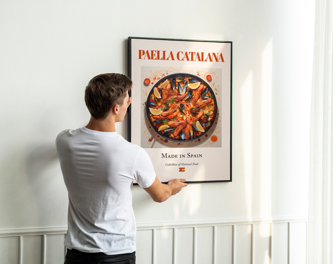 Paella Catalana Maiolica Tile Plate, Spanish Food Art Print - Image 3