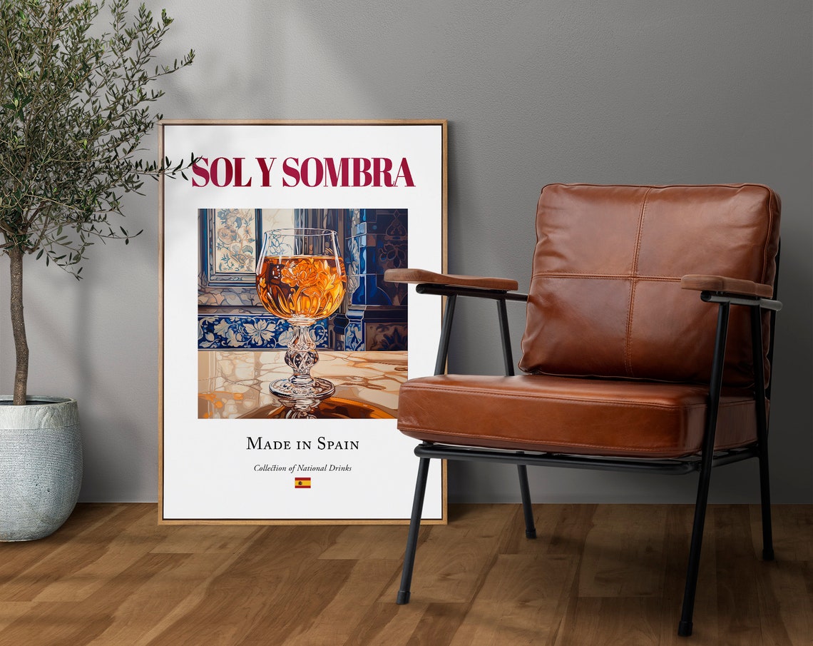 Sol Y Sombra on Maiolica Tile, Spanish Drink Poster - Image 3