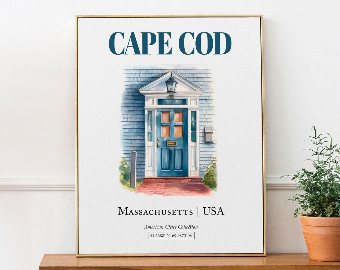 Cape Cod Massachusetts Watercolor Travel Poster