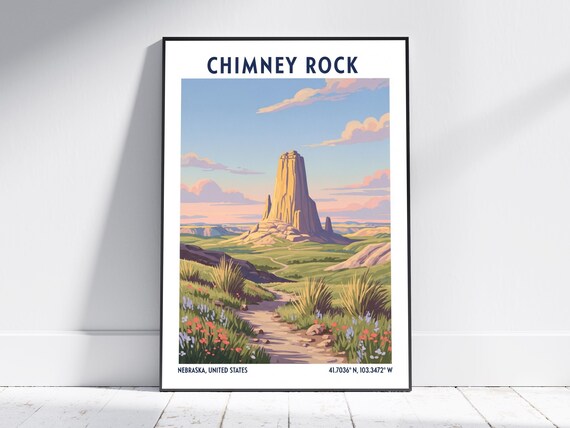 Chimney Rock Nebraska Prairie Wildflower Trail Travel Poster