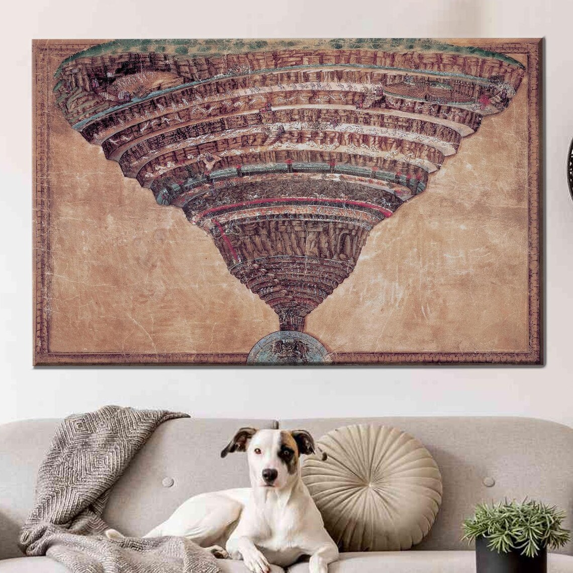 Famous 3d Canvas Divine Art Large Map Of Hell Wall Sandro Botticelli Handmade Gift