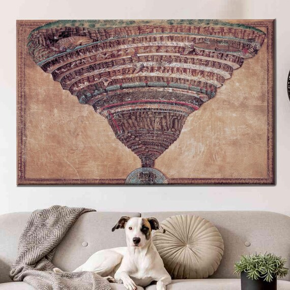 Famous 3d Canvas Divine Art Large Map Of Hell Wall Sandro Botticelli Handmade Gift