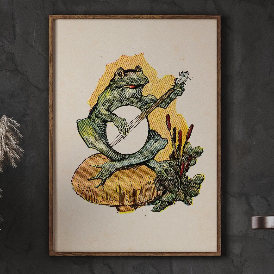 Frog Playing Violin In The Moonlight, Vintage Poster