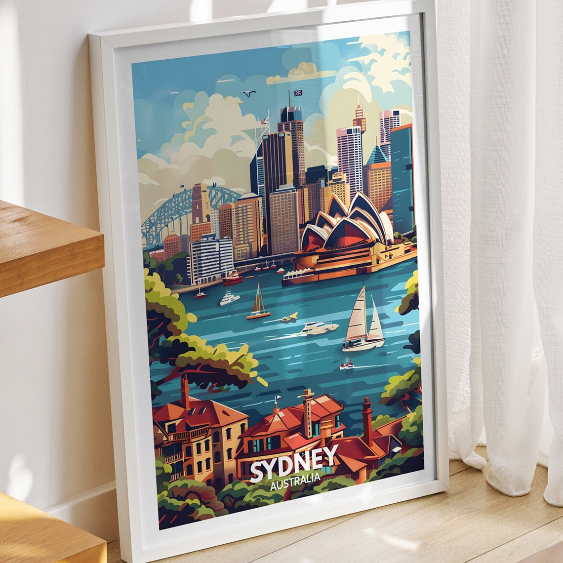 Sydney Travel Print Australia Sydney Travel Poster Australia Travel Poster Australia Cityscape Wall Art Unique City Art Decor
