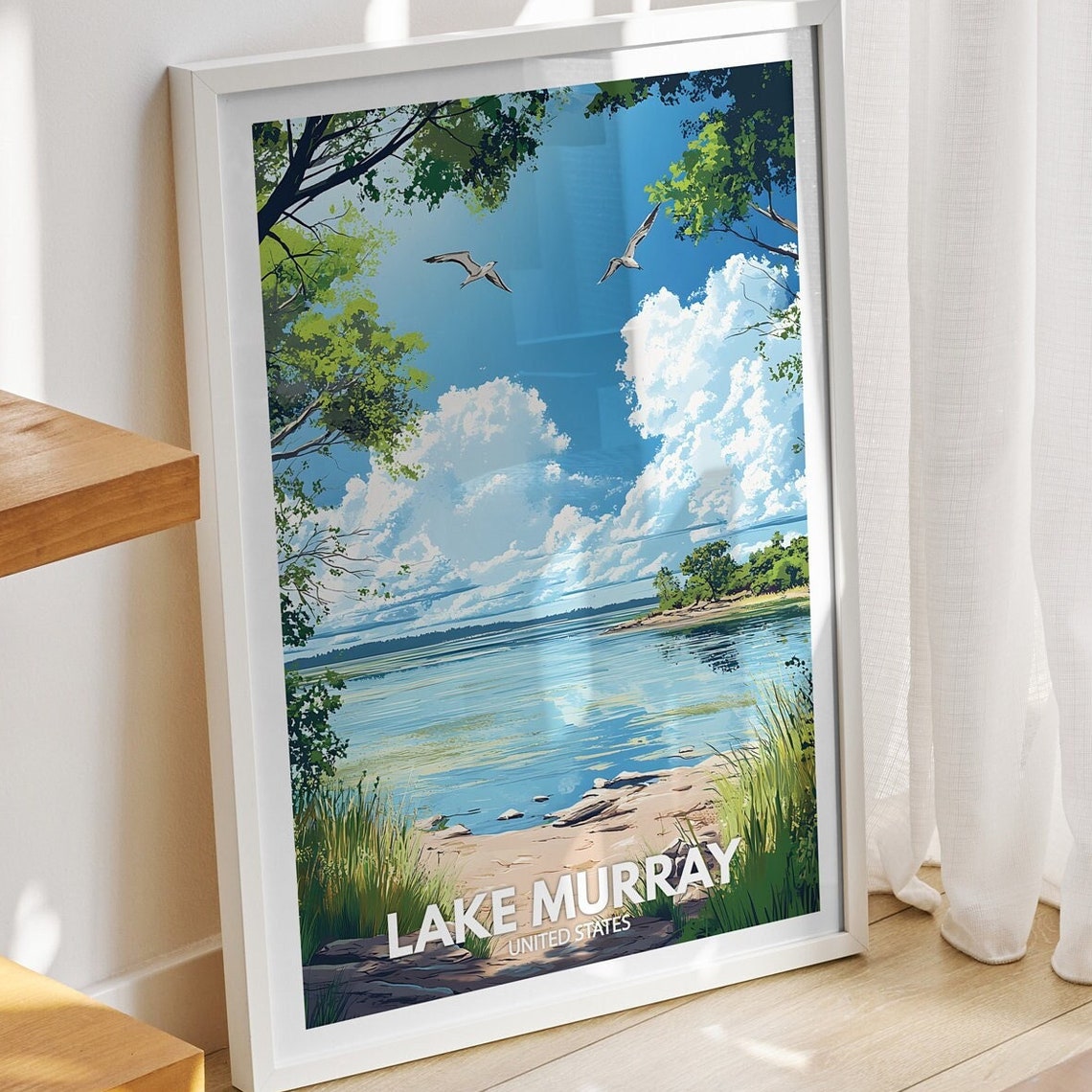 Lake Murray Print United States Lake Murray Poster United States Travel Poster Lake View Wall Art Decor Holiday Poster
