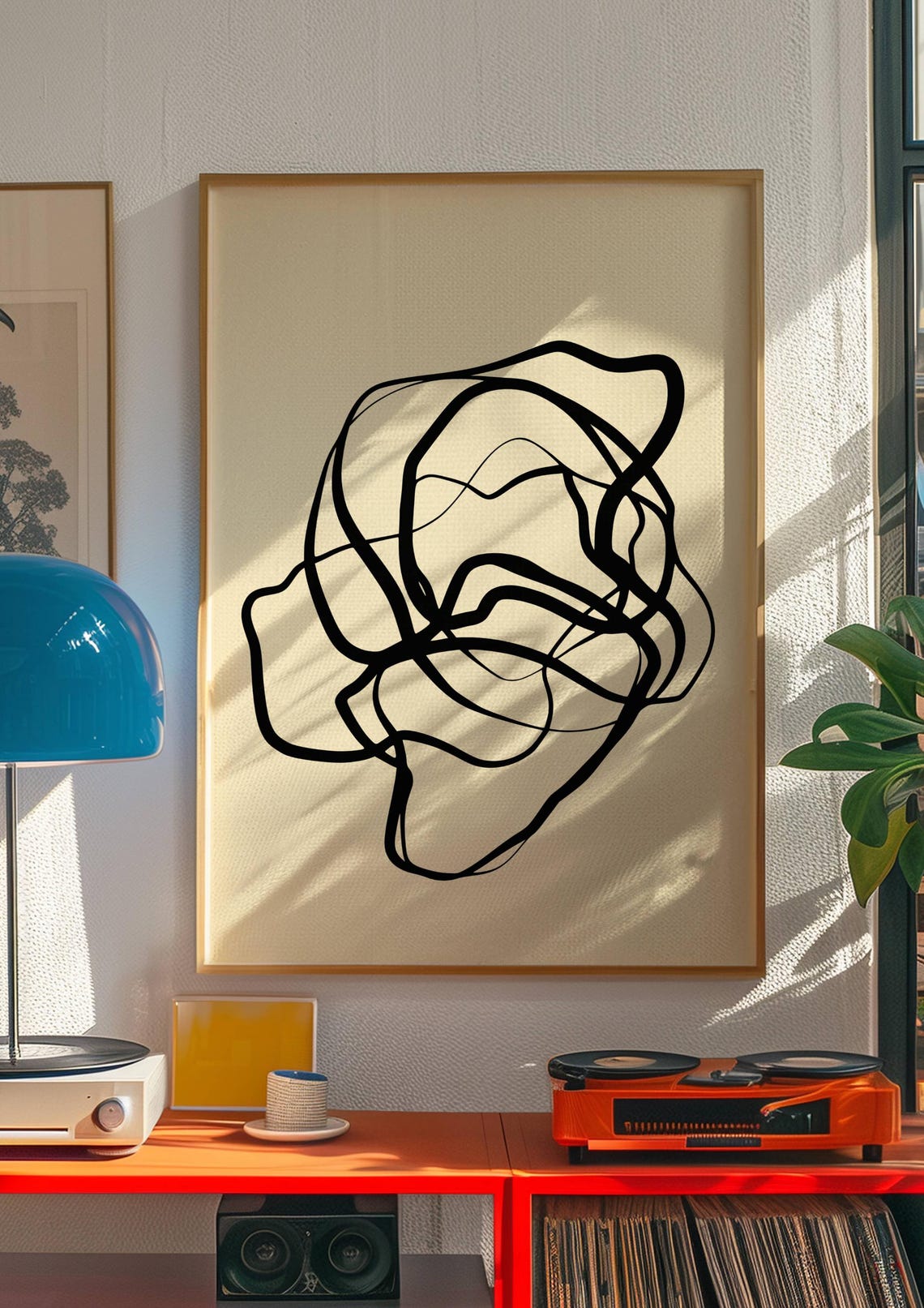 Neutral Abstract Line Drawing Modern Minimalist Gallery Art Poster - Image 3