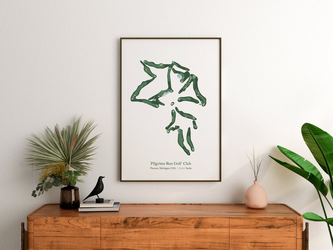 Pilgrims Run Golf Club Michigan Minimalist Course Map Poster