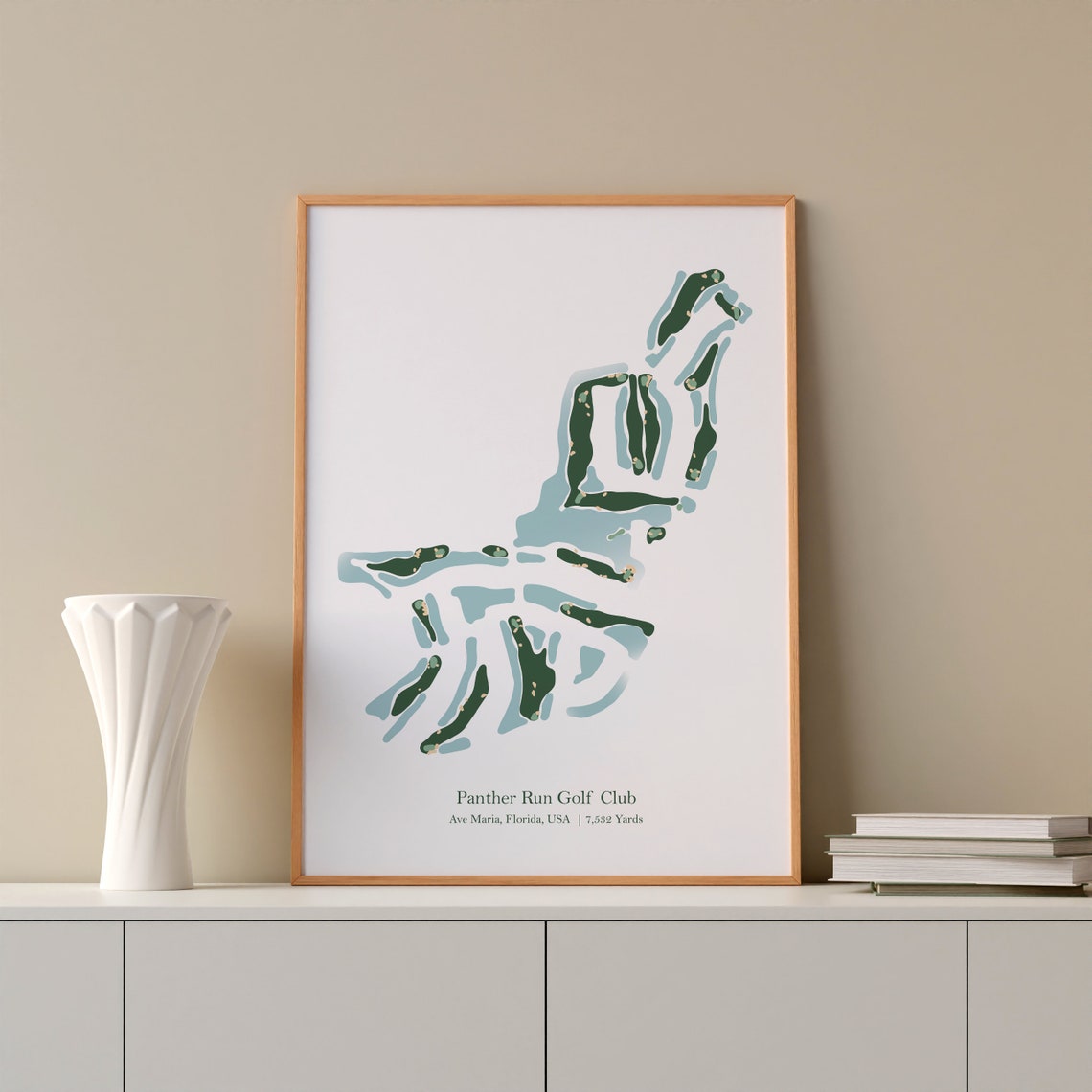 Panther Run Golf Club Ave Maria Florida Minimalist Course Map Poster