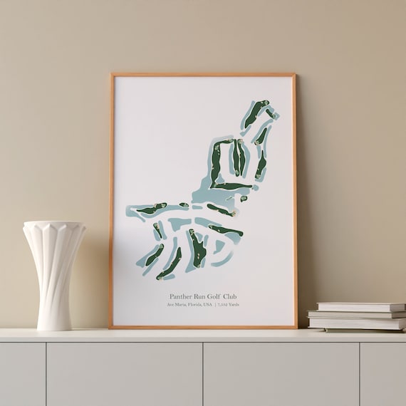 Panther Run Golf Club Ave Maria Florida Minimalist Course Map Poster