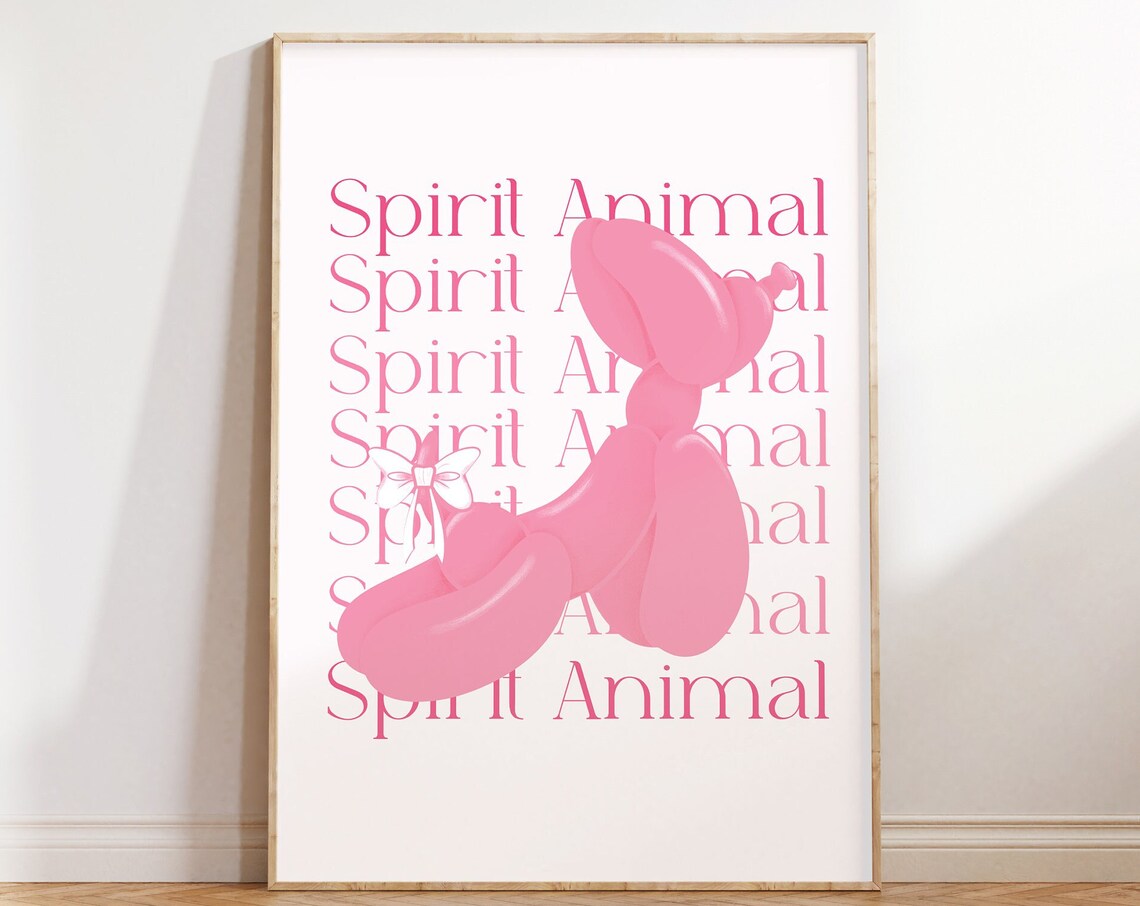 Glossy Pink Balloon Dog Spirit Animal Coquette Pop Art Poster
