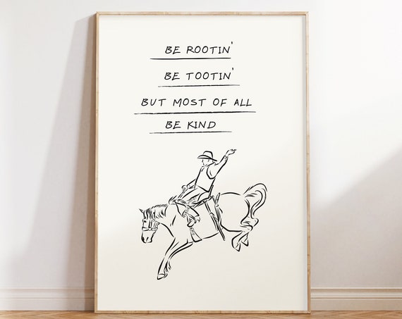 Cowboy Quote Print Minimalist Western Wall Art Horseback Riding Poster Wild West Home Decor Print Rootin Tootin Art